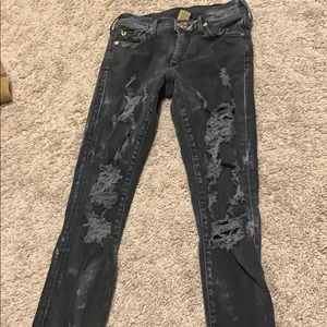 Off black distressed denim